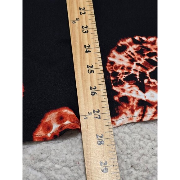 Halston‎ Women's Black Printed Button Up Blouse Roll Tab Sleeve Size L NWT - Picture 12 of 13